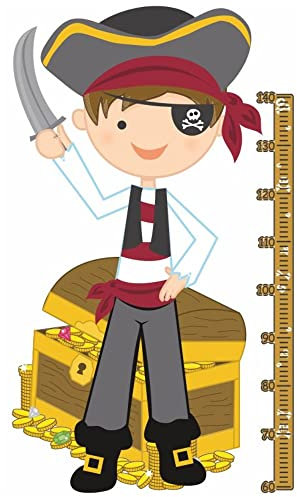Samunshi® Messlatte Pirat Piraten Wandtattoo Kinderzimmer Metermaß Maßband
