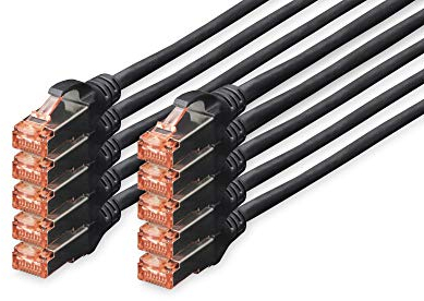 Digitus DK-1644-005-BL-10 Cavo di Rete 0,5 m Cat6 S/FTP (S-STP), Confezione da 10, Nero