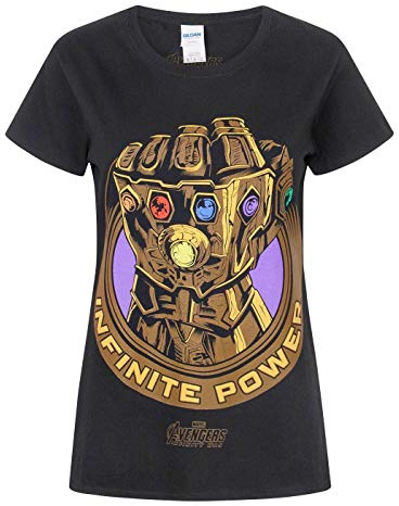Avengers Infinity War Marvel Thanos Infinity Gauntlet Women's T-Shirt (M) Black