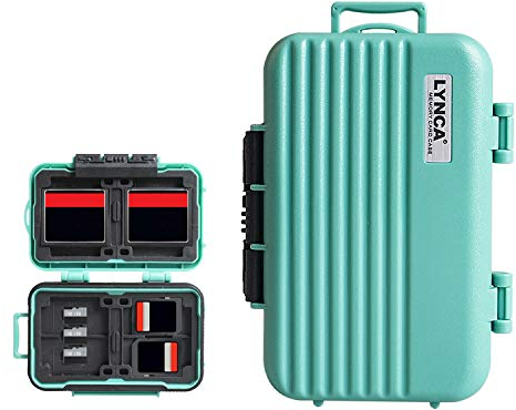 Étui pour Carte Mémoire, LYNCA KH6 Boîte Rangement de Carte SD - 24 Fentes Imperméable Antichoc Étui pour Carte Caméra pour 8 Cartes SD 4 Cartes CF 12 Cartes Micro SD/TF (Vert)