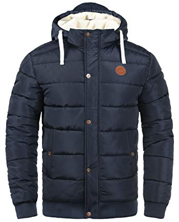 Blend BHFrederico Herren Winterjacke Steppjacke warme Jacke gefüttert mit Kapuze Kordelzug Eingrifftaschen Regular fit, Größe:L, Farbe:Navy (70230)