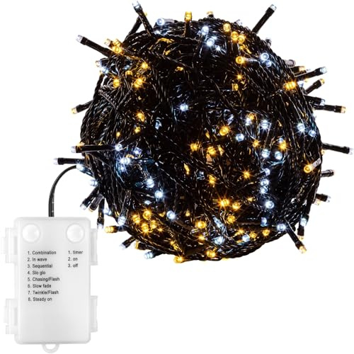 VOLTRONIC LED Lichterkette, innen und außen, IP44, Batteriebetrieben, Modell- und Farbwahl, 50 LEDs, warmweiß / kaltweiß