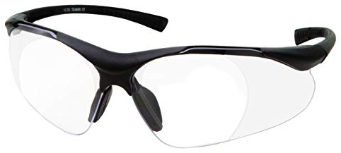 grinderPUNCH Volllinsenvergrößerungsschutzbrille mit schwarzem Rahmen | Klare Linse | | Vergrößernde Lesebrille (+2,50 Dioptrien)