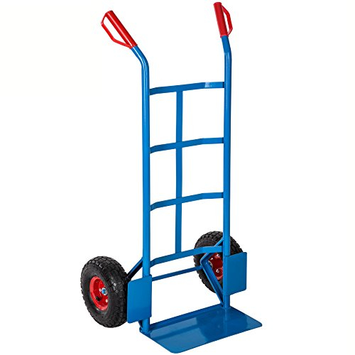 tectake® Sackkarre mit Ladeschaufel, Sackrodel mit Stahlrahmen, Räder Gummi-Luftbereifung, belastbar bis 200 kg, Transporter für Getränkekisten, für Umzug, Waschmaschine - blau