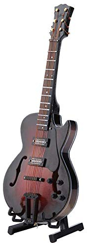 Hztyyier Miniatur Gitarre Modell Holz Schreibtisch Display Instrument Modell Mini Musical Ornamente Handwerk Wohnkultur mit Ständer Gitarre Ornament Geschenke(14cm)