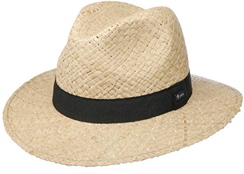 LIPODO Sombrero de Rafia Mantigo Traveller Mujer/Hombre - Made in Italy Verano Paja Sol con Banda Grosgrain Primavera/Verano - S (54-55 cm) Natural