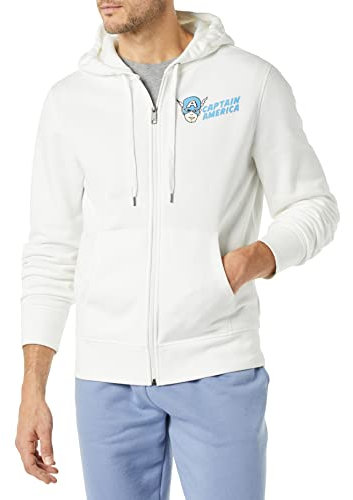 Amazon Essentials Disney | Marvel | Star Wars Men's Fleece Full-Zip Hoodie Sweatshirts - Discontinued Colours, Marvel Captain America, XXL