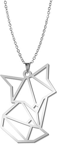 kkjoy Origami-Halskette aus Edelstahl mit niedlichem Fuchs-Anhänger, Halskette für Frauen und Mädchen