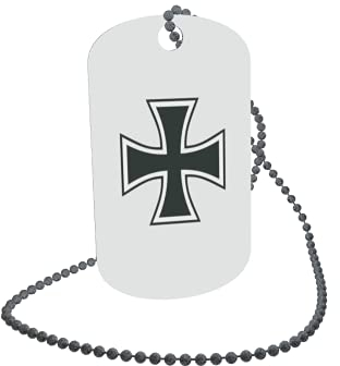 U24 Dog Tag Erkennungsmarke ID Tag an Kette Flagge Eisernes Kreuz Alu 30 x 50 mm