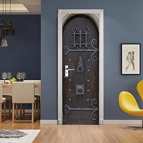 LuSeven 3d tapete selbstklebend Kunst antike Tür 50x125cm(19.68 inches * 49.21 inches) Fototapete Türfolie Poster Tapete - Abnehmbar Wandtapete Wohnzimmer PVC Wasserdichte Wallpaper Wandwandaufkleber