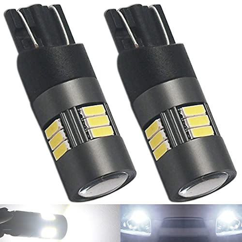 Eseastar 501 LED Bulbs T10 6000K White 12V-24V W5W 194 168 161 12961 15LED-SMD4014 Extremely Bright with Projector For Car Sidelight Backup Interior Dome Number Plate Light, 2 Pack