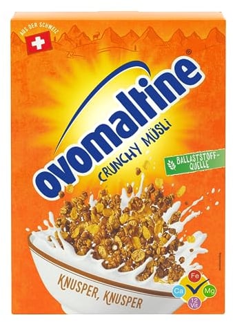 Ovomaltine Crunchy Müsli - Schoko Knusper-Müsli mit einzigartiger Cerealien-Mischung und Ovomaltine - Schokomüsli mit wertvollen Vitaminen, Ballaststoffen und Mineralstoffen (1 x 450g)