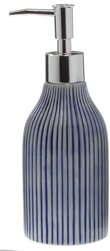 Spirella Seifenspender Mykonos | Flüssigseifen-Spender | Porzellan | 300ml | Langliebig und Robust | Weiß Blau, Unique