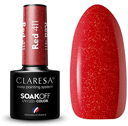 Claresa UV LED Nagellack Collection Hybrid Maniküre Soak Off Nail Polish, Farbe Rote, Nr 411, 5ml