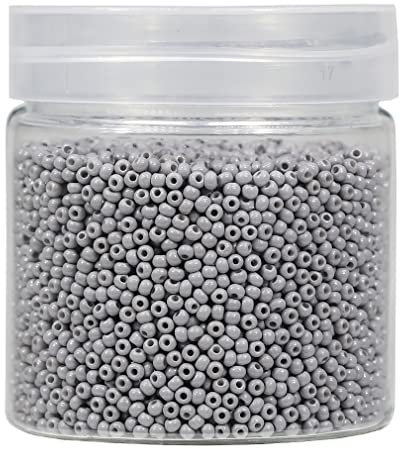 Bala&Fillic 2mm Runde Perlen zum Auffädeln 10000pcs/110 Gramm in Box,12/0 Grau GlasPerlen kleine Rocailles Perlen für Machen Schmuck Ohrring Armbänder Halskette (Grau)