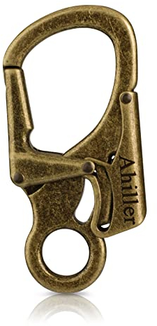 Ahiller Karabiner Schlüsselring Clip, 3 Zoll Zinklegierung Doppelte Verriegelung Schlüsselbund für Outdoor, Schlüsselanhänger Stil Karabinerhaken [Bronze-1P]
