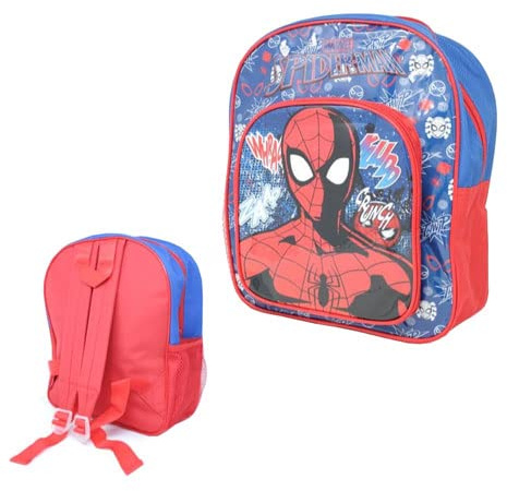 Marvel Official Spider-Man Character Deluxe Junior School Backpack with Extra Front Pocket - 219593