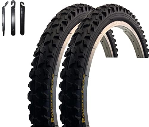 2 x Roverstone A109 20 Fahrradreifen Fahrradmantel Schwarz 57-406 (20 x 2,125) inkl. Reifenheber