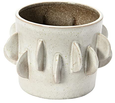 Bloomingville Pots de Fleurs Ronds en grès Blanc 17,8 cm