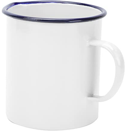 Cabilock 500ml Vintage Enamel Mug with Graduated Measuring Scale Multi Functional Water Storage Holder for Kitchen Use Black & White