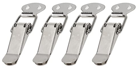 4 morsetti a levetta in acciaio inox da 75 mm, con chiusura a molla, per cassetta degli attrezzi, cassetto, armadietto, baule (senza serratura)