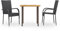 homiuse 80x80x72 cm 3-TLG. Garten-Essgruppe GartenmöBel Set BalkonmöBel Essgruppe Gartentisch Rattansessel StapelstüHle BalkonmöBel Set Rattanstuhl Outdoor MöBel Tisch&2xStühle Poly Rattan Schwarz