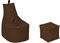 MILLINDABAG Modern Sitzsack für Kinder und Erwachsene Sessel Kissen In & Outdoor Gaminggeignet & bereits gefüllt Sitzkissen Bodenkissen (Braun, XXL - Durchmesser 78 cm mit Hocker)