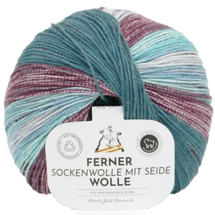 Ferner Wolle Lungauer Sockenwolle Seide 618 - mint/bordeaux/anthrazit/graupetrol