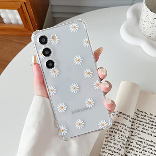 ZTOFERA Hülle für Samsung Galaxy S23, Transparentes Klares Weiches TPU Hülle mit Gänseblümchen Muster, Ultra Dünne Kratzfeste Silikon Gel Schutzhülle für Samsung S23 5G - Gänseblümchen