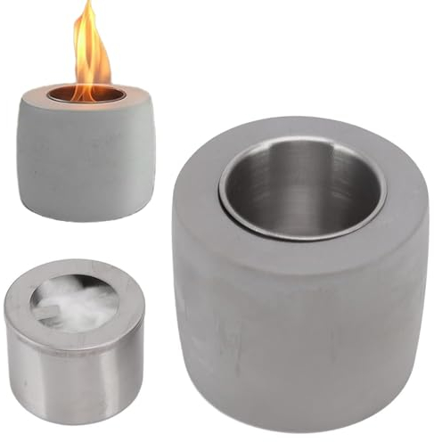 Tisch Feuerstelle Beton, Tischkamin Beton, Feuerstelle aus Beton, 11.4×9.6cm, Ethanol Feuerschale, Rauch- und Geruchloses, für Den Innen- und Gartenbereich