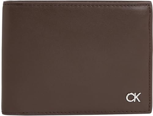Calvin Klein Herren Geldbeutel Metal Ck Trifold mit RFID, Braun (Dark Brown Slg), Einheitsgröße