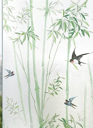 BESTORI Fensterfolie Blickdicht Sichtschutzfolie Fenster Statisch Haftend Selbstklebend Milchglasfolie Anti-UV Dekofolie für Schlafzimmer Badezimmer Küche 60 x 150 cm, Bambus