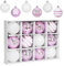 Meleager Palle di Natale Rosa Viola, 12 Pezzi Palline Albero Natale Grandi, Palla di Natalizie 6cm, Palline di Plastica Decorazioni, Decorazioni per Feste, Set di Ornamenti per L'Albero di Natale
