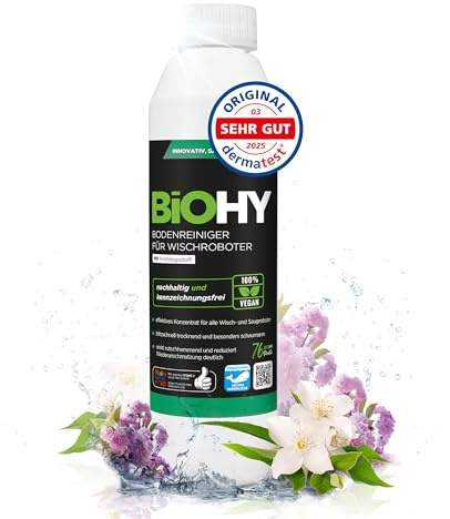 BiOHY Detergente per pavimenti per tutti i robot lavapavimenti con profumo primaverile (250 ml), detergente concentrato per tutti i robot lavaggi e aspirapolvere con funzione bagnata, senza schiuma e