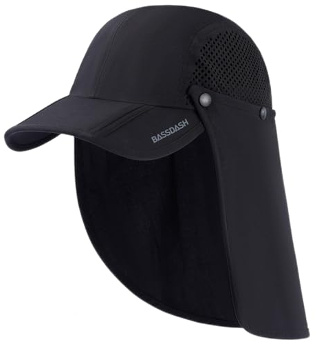 Bassdash UPF 50+ Angelhut Faltbarer Sonnehut mit Abnehmbarer Nackenklappe Tragbar für Männer Frauen Golf Wandern