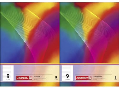 Brunnen 104530902 Schulheft A5 (32 Blatt, liniert, mit Rand, Lineatur 9) (Packung mit 2)