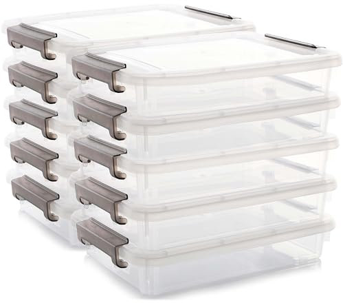 Citylife 4.5L-10er Set Aufbewahrungsbox a4 mit Deckel, Plastic Storage Bins transparente File Box für die Organisation von A4 Papier, Foto, Dokument, Büro, 37x26x7cm
