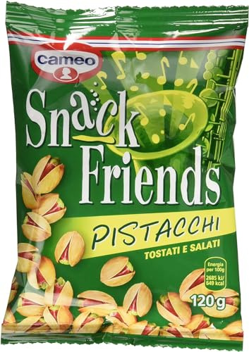 Italian Gourmet Snack Friends snack pistacchi Pistazien Packung 7 x 120g | Gusto intenso, mit feiner Nussnote, ideale per merenda, feste e scorta in, Gesamtnettogewicht 840 g + Kostenlos Polpa 400g