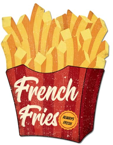 GLOBLELAND „French Fries“ Vintage Metall Blechschild Retro Pommes Pommes Plakette Poster Schild Metallwand Dekorative Blechschilder Für Zuhause Restaurant Café Club Bar Dekoration