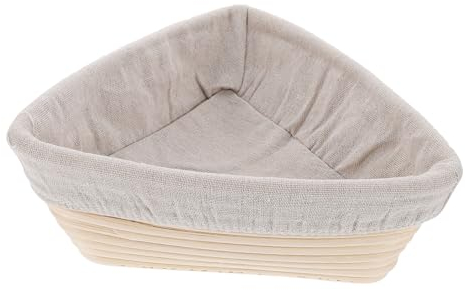 COLLBATH Dreieckiger Brotkorb 23x23x8cm Handgewebter Gärkorb Aus Rattan Mit Abdeckung Backzubehör Für Heimbäckerei Für Sauerteig Und Brotbacken