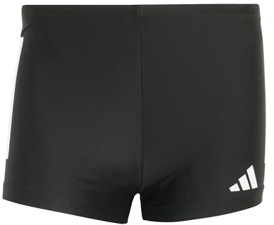 adidas Men's 3 Stripes Swim Boxers, Black/White, L