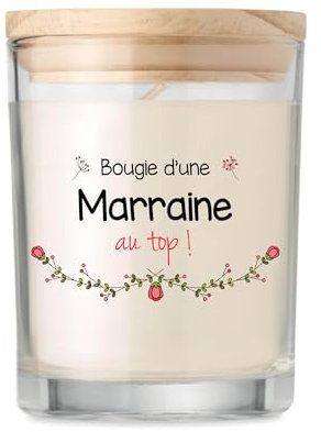 Bougie Marraine Personnalisée Parfumée | Idée Cadeau Coffret Candle Famille Anniversaire Noël (Marraine au Top)