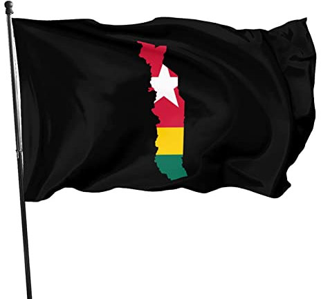 Flaggenkarte der Togo-Flagge, 90 x 150 cm, lebendige Farben und UV-beständige Wandflaggen, Banner für den Innen- und Außenbereich