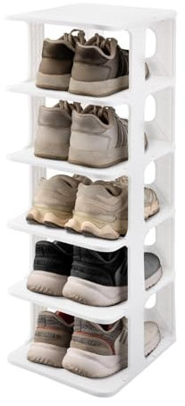 DIVCHI Shoe Rack 5 Tier Vertical Shoe Holder Stand Space-Saving Narrow Tall Footwear Organiser Shelves For Entryway & Living Room (White)
