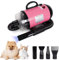 Nouveau sèche-cheveux pour chien,2800W Sèche-Cheveux pour Animaux et Aspirateur Poil de Chien 2 en 1 Vitesse réglable avec 4 Buses