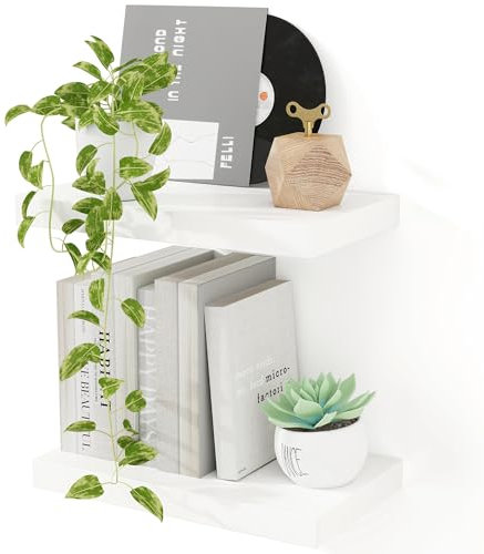 Feihorrm Wandregal Weiß, 40cm Wandboard 2er Set, Schweberegal aus MDF Holz, Regalbrett für Küche, Arbeitszimmer, Badezimmer, Schlafzimmer und Wohnzimmer