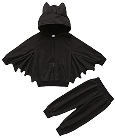 NaLatia Halloween Kostüme Kinder Hexenkostüm Kinder Halloween Unisex Karneval Baby Strampler Kleinkind Baby Karneval Fledermaus Cosplay Kostüm Latzhose Hut Outfits Set