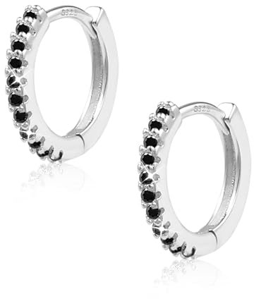 ALEXCRAFT Glitzer Zirkonia Ohrringe Silber 925 Creolen Damen Silver Hoop Earrings für Frauen Freundin Mama Mädchen