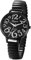 JewelryWe Damenuhr Elastische Uhr mit Zugarmband: Damen Analog Quarz Armbanduhr Schwarz Edelstahl Stretch Armband Einfache Uhr mit großem Zifferblatt und großen Zahlen für Senioren