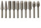 Lot de 10 fraises rotatives pour applications en acier pour perceuses standard